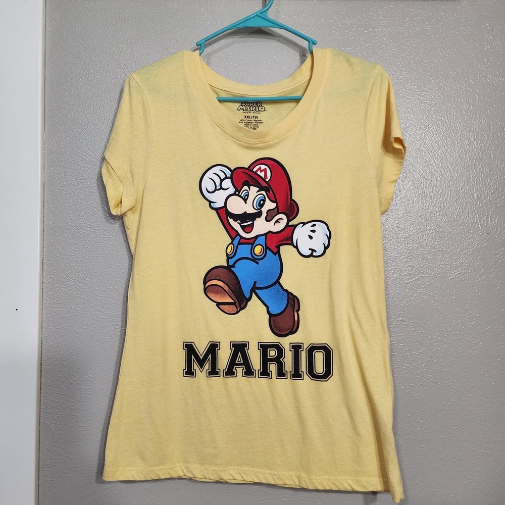 Super Mario Girls Teen T Shirt XXL Size 19 Yellow Short Sleeve Gamer